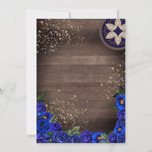 Koninklijk Blauw Roos Charro Land, Quinceanera Kaart (Achterkant)