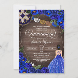 Koninklijk Blauw Roos Charro Land, Quinceanera Kaart