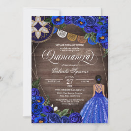 Koninklijk Blauw Roos Charro Land, Quinceanera Kaart