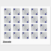 koninklijk blauw roos witte bloemen grijs vierkante sticker (Vel)