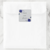 koninklijk blauw roos witte bloemen grijs vierkante sticker (Tas)