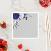 koninklijk blauw roos witte bloemen grijze bruilof servet (Insitu)