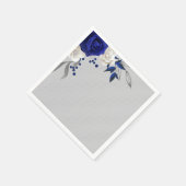 koninklijk blauw roos witte bloemen grijze bruilof servet (Hoek)