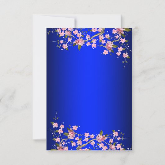 Koninklijk Blauw Roze Japanse Kersenbloesem RSVP (Achterkant)