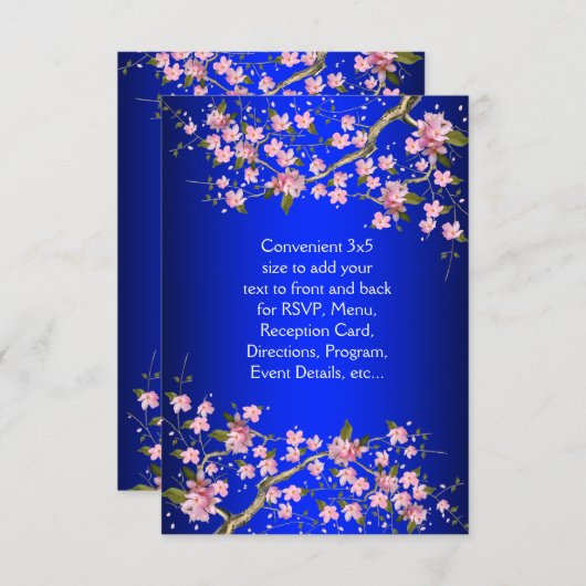 Koninklijk Blauw Roze Japanse Kersenbloesem RSVP (Voorkant / Achterkant)