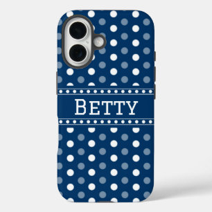 Koninklijk Blauw Stippenpatroon iPhone 16 Hoesje