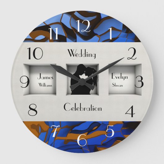 Koninklijk Blauw Thema hedendaags Modern Abstract Grote Klok (Voorkant)