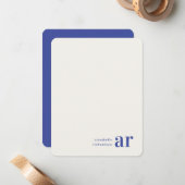  koninklijk blauw Timeless Elegant Monogram Notitiekaartje (Voorkant / Achterkant in situ)