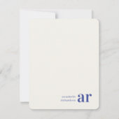  koninklijk blauw Timeless Elegant Monogram Notitiekaartje (Voorkant)