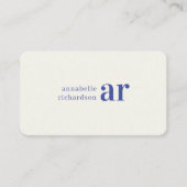  koninklijk blauw Timeless Elegant Monogram Visitekaartje (Voorkant)
