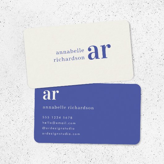  koninklijk blauw Timeless Elegant Monogram Visitekaartje