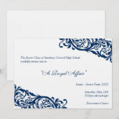 Koninklijk blauw traditioneel junior formals senio kaart (Voorkant / Achterkant)