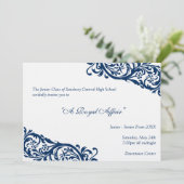 Koninklijk blauw traditioneel junior formals senio kaart (Staand voorkant)