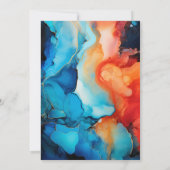 Koninklijk Blauw, Turquoise & Koraal Alcohol Ink B Kaart (Achterkant)