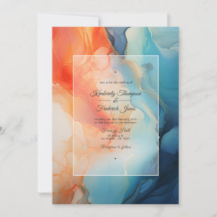 Koninklijk Blauw, Turquoise & Koraal Alcohol Inkt Kaart