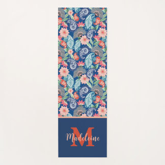 Koninklijk Blauw Turquoise Oranje Bloemrijk Vintag Yogamat