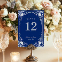 Koninklijk Blauw Vintage Bruiloft Elegant Antiek V