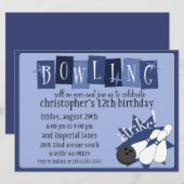 Koninklijk Blauw Volledig Retro Bowling Birthday P Kaart (Voorkant / Achterkant)