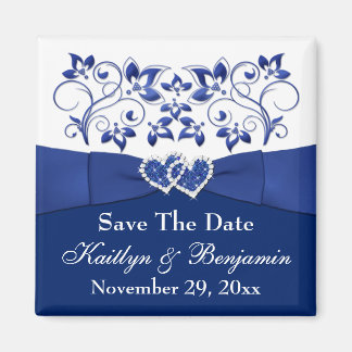 Koninklijk Blauw, Wit Bloemen Bruiloft Favor Magne Magneet