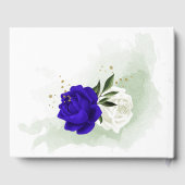 koninklijk blauw wit bloemen bruiloft gastenboek (Achterkant)