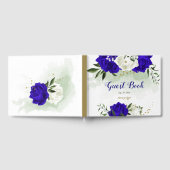 koninklijk blauw wit bloemen bruiloft gastenboek (Volledig)