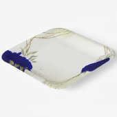 koninklijk blauw wit bloemen bruiloft papieren bordje (Gebogen)