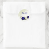 koninklijk blauw wit bloemen bruiloft ronde sticker (Tas)