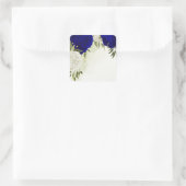 koninklijk blauw wit bloemen bruiloft vierkante sticker (Tas)