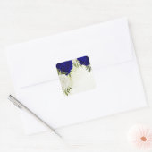 koninklijk blauw wit bloemen bruiloft vierkante sticker (Envelop)