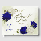 Koninklijk Blauw Wit Bloemen Gastenboek (Voorkant)