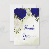 Koninklijk Blauw Wit Bloemen Groen Blad Bedankkaart (Voorkant)