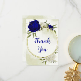 Koninklijk Blauw Wit Bloemen Groen Blad Bedankkaart