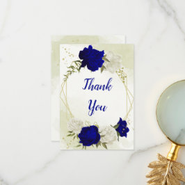 Koninklijk Blauw Wit Bloemen Groen Blad Bedankkaart