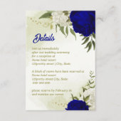 Koninklijk Blauw Wit Bloemen Groen Blad Informatiekaartje (Voorkant)