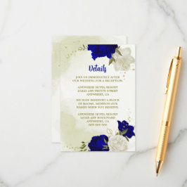 Koninklijk Blauw Wit Bloemen Groen Blad Informatiekaartje