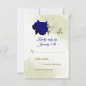 Koninklijk Blauw Wit Bloemen Groen Blad RSVP Kaartje (Voorkant)