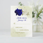 Koninklijk Blauw Wit Bloemen Groen Blad RSVP Kaartje (Staand voorkant)