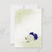 Koninklijk Blauw Wit Bloemen Groen Blad RSVP Kaartje (Achterkant)