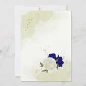 Koninklijk Blauw Wit Bloemen Groen Blad Save The Date (Achterkant)
