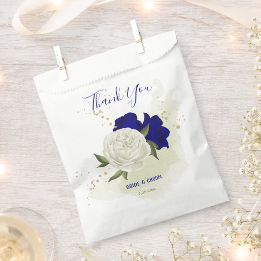 Koninklijk Blauw Wit Bloemen Groen Bruiloft Bedankzakje (Geknipt)