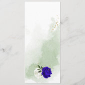 koninklijk blauw wit bloemen groen huwelijk menu (Achterkant)