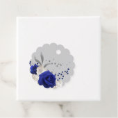 Koninklijk Blauw Wit Bloemen Zilveren bladeren Bedankjes Labels (In situ)