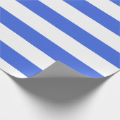 Koninklijk Blauw Wit Breed Horizontaal Gestreept Cadeaupapier (Hoek)