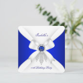 Koninklijk Blauw Wit Diamond Pearl Birthday Partij Kaart (Staand voorkant)