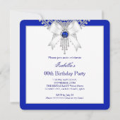 Koninklijk Blauw Wit Diamond Pearl Birthday Partij Kaart (Achterkant)