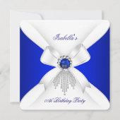 Koninklijk Blauw Wit Diamond Pearl Birthday Partij Kaart (Voorkant)