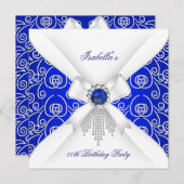 Koninklijk Blauw Wit Diamond Pearl Birthday Partij Kaart (Voorkant / Achterkant)