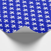 Koninklijk Blauw Wit Fleur de Lis Patroon Cadeaupapier (Hoek)