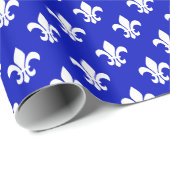 Koninklijk Blauw Wit Fleur de Lis Patroon Cadeaupapier (Rol Hoek)