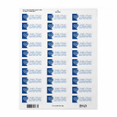 Koninklijk Blauw, Wit Liefde Hart Bruiloft Adres L Etiket (Full Sheet)
